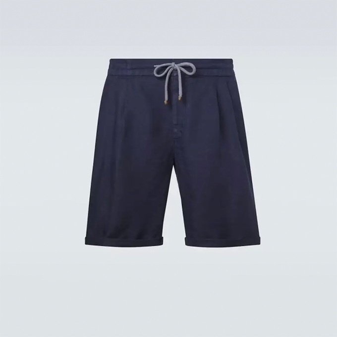 brunello cucinelli linen drawstring shorts
